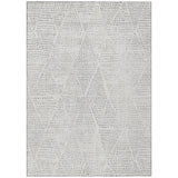 8' X 10' Silver And Ivory Geometric Washable Indoor Outdoor Area Rug