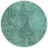 8' Teal Blue And Charcoal Round Geometric Washable Indoor Outdoor Area Rug