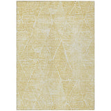 5' X 8' Wheat Gold And Ivory Geometric Washable Indoor Outdoor Area Rug