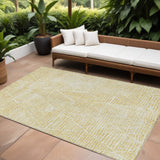8' X 10' Wheat Gold And Ivory Geometric Washable Indoor Outdoor Area Rug