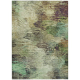 5' X 8' Beige Green And Artichoke Green Abstract Washable Indoor Outdoor Area Rug