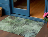 3' X 5' Green And Brown Abstract Washable Indoor Outdoor Area Rug