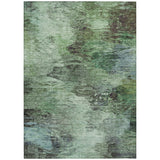 5' X 8' Green And Brown Abstract Washable Indoor Outdoor Area Rug