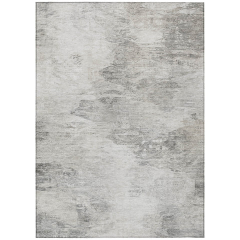 3' X 5' Silver Gray And Ivory Abstract Washable Indoor Outdoor Area Rug