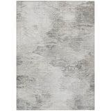 5' X 8' Silver Gray And Ivory Abstract Washable Indoor Outdoor Area Rug