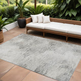 8' X 10' Silver Gray And Ivory Abstract Washable Indoor Outdoor Area Rug