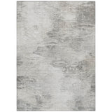 8' X 10' Silver Gray And Ivory Abstract Washable Indoor Outdoor Area Rug