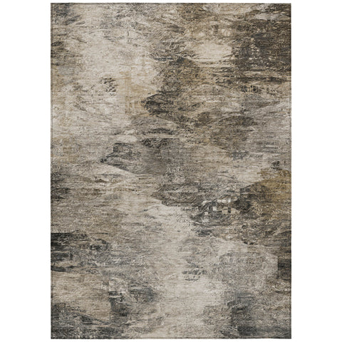 8' X 10' Taupe Beige And Brown Abstract Washable Indoor Outdoor Area Rug
