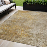 5' X 8' Beige Taupe And Ivory Abstract Washable Indoor Outdoor Area Rug