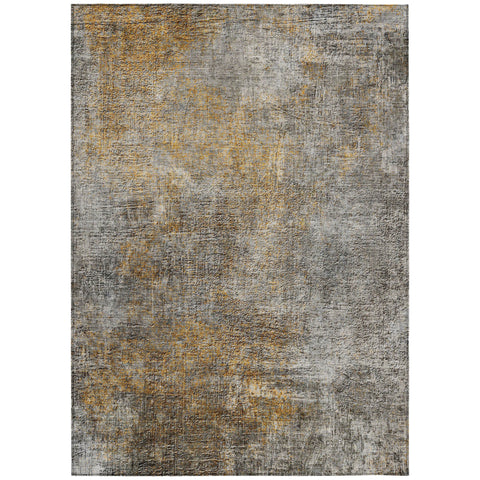 8' X 10' Gray Silver And Charcoal Abstract Washable Indoor Outdoor Area Rug