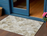 3' X 5' Beige Ivory And Tan Abstract Washable Indoor Outdoor Area Rug