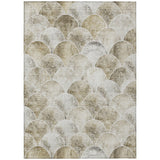 3' X 5' Beige Ivory And Tan Abstract Washable Indoor Outdoor Area Rug