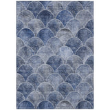5' X 8' Denim Blue And Gray Abstract Washable Indoor Outdoor Area Rug