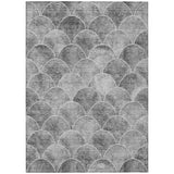 5' X 8' Gray Charcoal And Ivory Abstract Washable Indoor Outdoor Area Rug