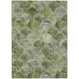 8' X 10' Green And Ivory Abstract Washable Indoor Outdoor Area Rug