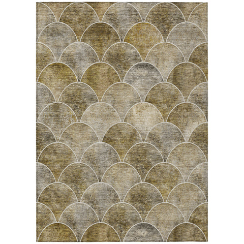 3' X 5' Taupe Beige And Gray Abstract Washable Indoor Outdoor Area Rug