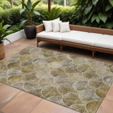 8' X 10' Taupe Beige And Gray Abstract Washable Indoor Outdoor Area Rug