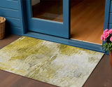 3' X 5' Gold Beige And Wheat Abstract Washable Indoor Outdoor Area Rug