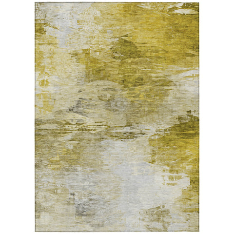 3' X 5' Gold Beige And Wheat Abstract Washable Indoor Outdoor Area Rug