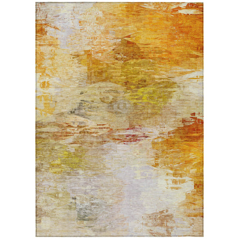 3' X 5' Orange Copper And Terra Cotta Abstract Washable Indoor Outdoor Area Rug