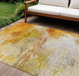 5' X 8' Orange Copper And Terra Cotta Abstract Washable Indoor Outdoor Area Rug