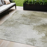 5' X 8' Taupe Beige And Brown Abstract Washable Indoor Outdoor Area Rug