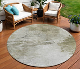 8' Taupe Beige And Brown Round Abstract Washable Indoor Outdoor Area Rug