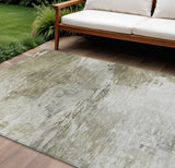 8' X 10' Taupe Beige And Brown Abstract Washable Indoor Outdoor Area Rug