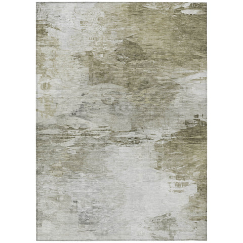 8' X 10' Taupe Beige And Brown Abstract Washable Indoor Outdoor Area Rug