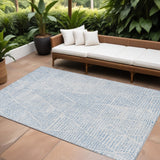 8' X 10' Denim Blue Ivory And Gray Geometric Washable Indoor Outdoor Area Rug