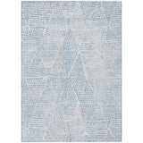 8' X 10' Denim Blue Ivory And Gray Geometric Washable Indoor Outdoor Area Rug