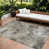 8' X 10' Beige Taupe And Gray Abstract Washable Indoor Outdoor Area Rug