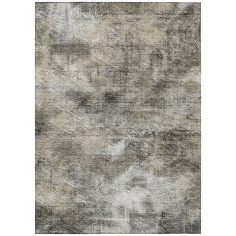 8' X 10' Beige Taupe And Gray Abstract Washable Indoor Outdoor Area Rug