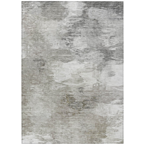 5' X 8' Beige Tan And Gray Abstract Washable Indoor Outdoor Area Rug