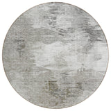 8' Beige Tan And Gray Round Abstract Washable Indoor Outdoor Area Rug