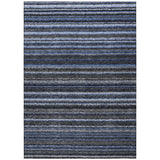3' X 5' Denim Blue And Gray Striped Washable Indoor Outdoor Area Rug