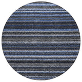 8' Denim Blue And Gray Round Striped Washable Indoor Outdoor Area Rug