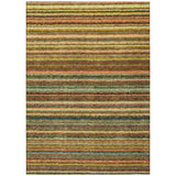 3' X 5' Coral Gold And Green Striped Washable Indoor Outdoor Area Rug