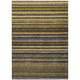 5' X 8' Gold Beige And Wheat Striped Washable Indoor Outdoor Area Rug