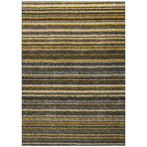 5' X 8' Gold Beige And Wheat Striped Washable Indoor Outdoor Area Rug