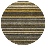 8' Gold Beige And Wheat Round Striped Washable Indoor Outdoor Area Rug