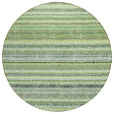 8' Artichoke Green And Olive Green Round Striped Washable Indoor Outdoor Area Rug