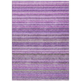 5' X 8' Purple Eggplant And Lilac Striped Washable Indoor Outdoor Area Rug