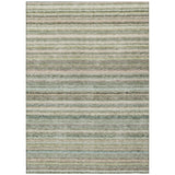 5' X 8' Sage Mint Green And Beige Striped Washable Indoor Outdoor Area Rug