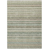 8' X 10' Sage Mint Green And Beige Striped Washable Indoor Outdoor Area Rug