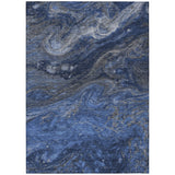 8' X 10' Denim Blue And Sky Blue Abstract Washable Indoor Outdoor Area Rug