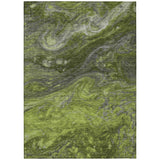 3' X 5' Olive Green And Lime Green Abstract Washable Indoor Outdoor Area Rug