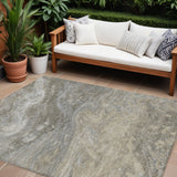 8' X 10' Taupe Beige And Ivory Abstract Washable Indoor Outdoor Area Rug