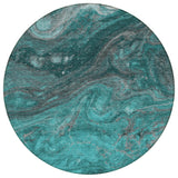 8' Teal Blue Aqua And Gray Round Abstract Washable Indoor Outdoor Area Rug