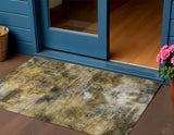 3' X 5' Brown Beige And Gold Abstract Washable Indoor Outdoor Area Rug
